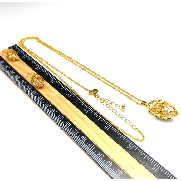 Joan Rivers Fabergé Inspired Necklace Earrings Set, Egg Pendant Earrings, 1990s - Picture 9 of 10